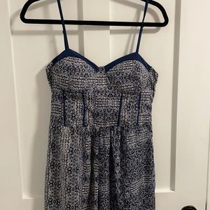 Blue and white patterned jumpsuit